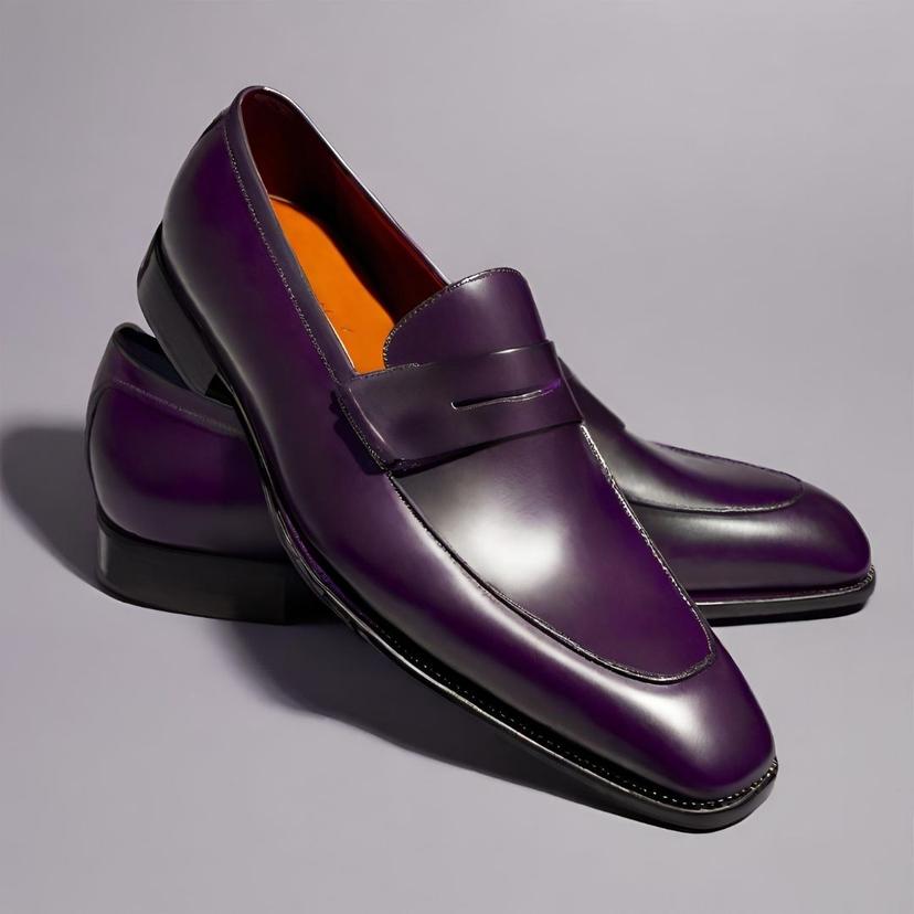 Elegant Purple Leather Loafers