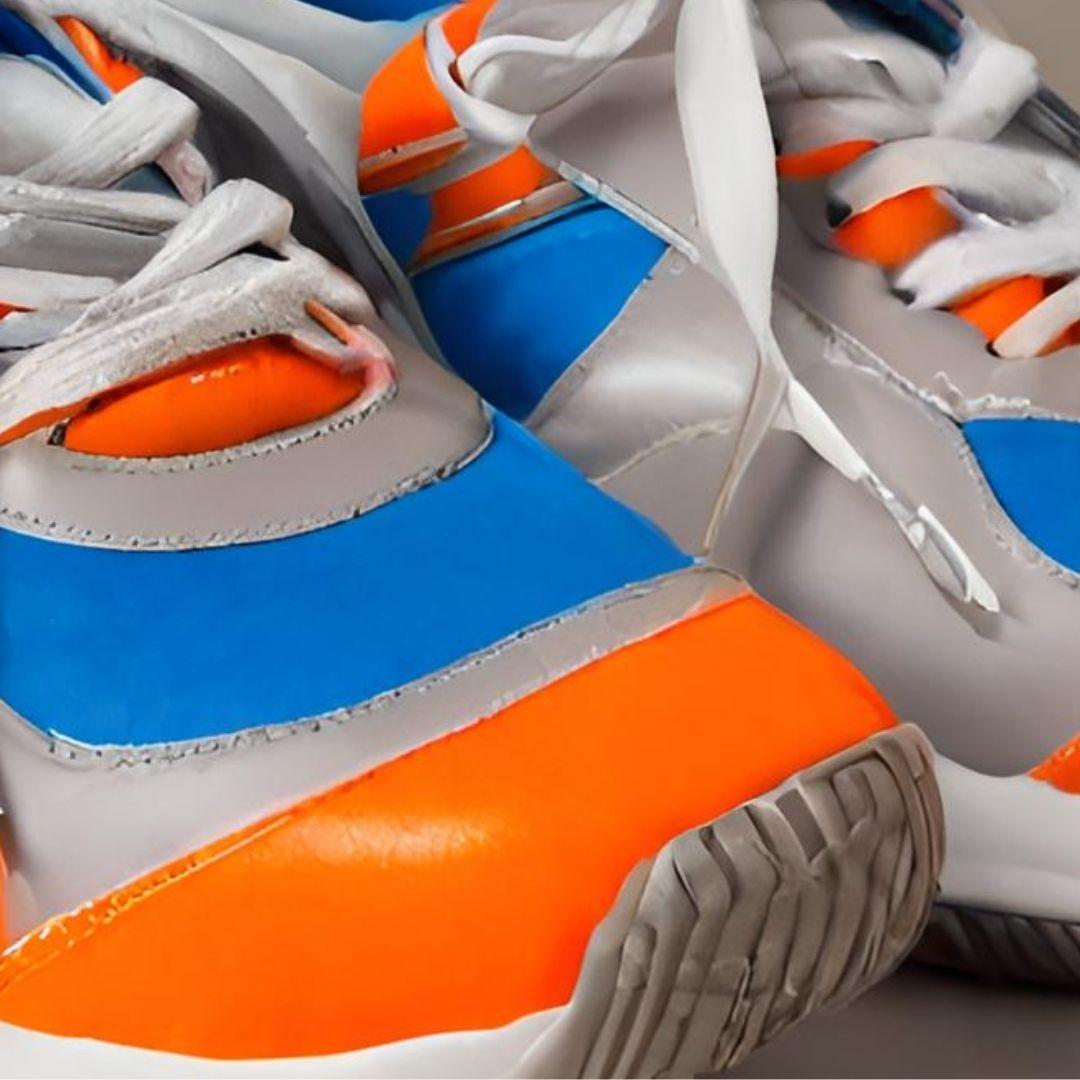 Vibrant Runners: Bold Orange & Blue Sneakers